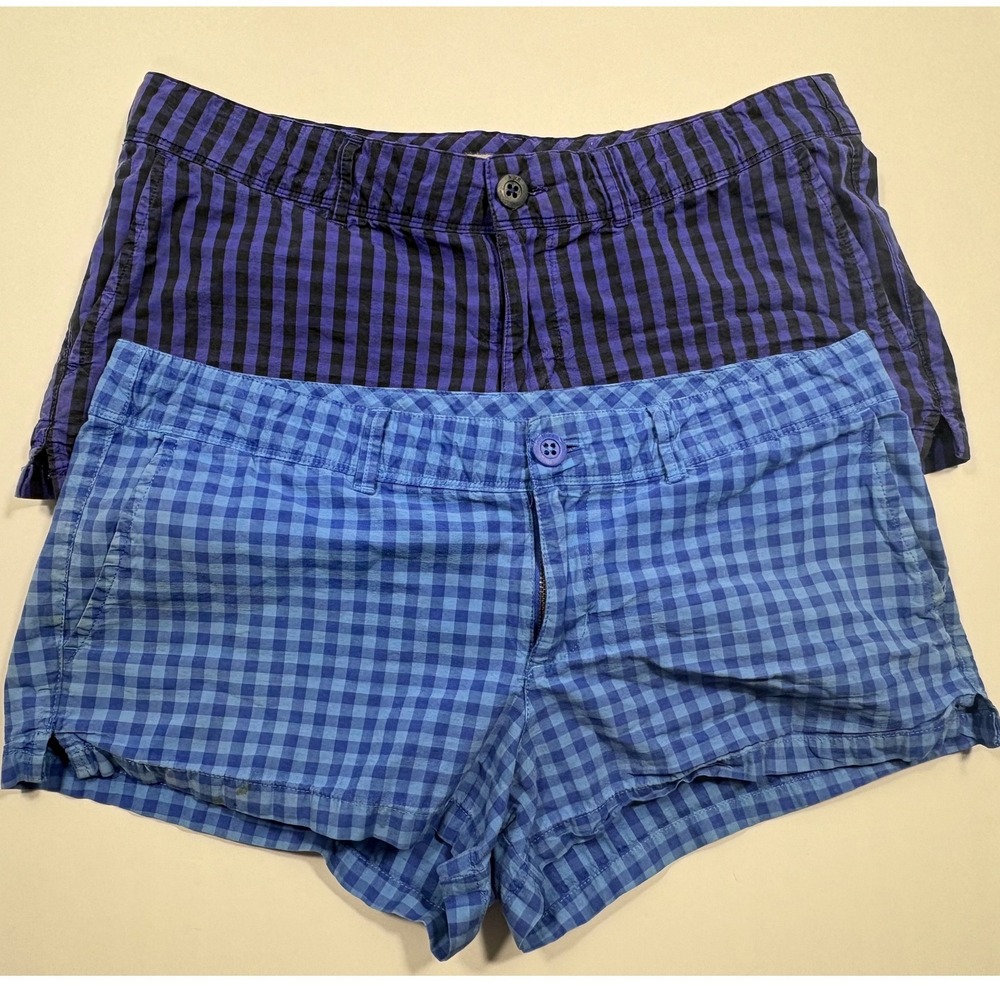 Nike Athletic Dept Womens Gingham Plaid Chino Shorts Bundle Blue Navy Size 12